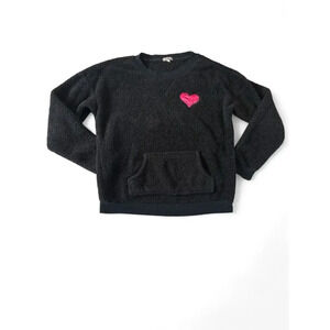 Insomniax Women's Black Plush Fuzzy Long Sleeve Pull Over Sweater Size M